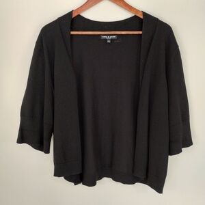 Cable & Gauge Open Front Cardigan Black Size 1X